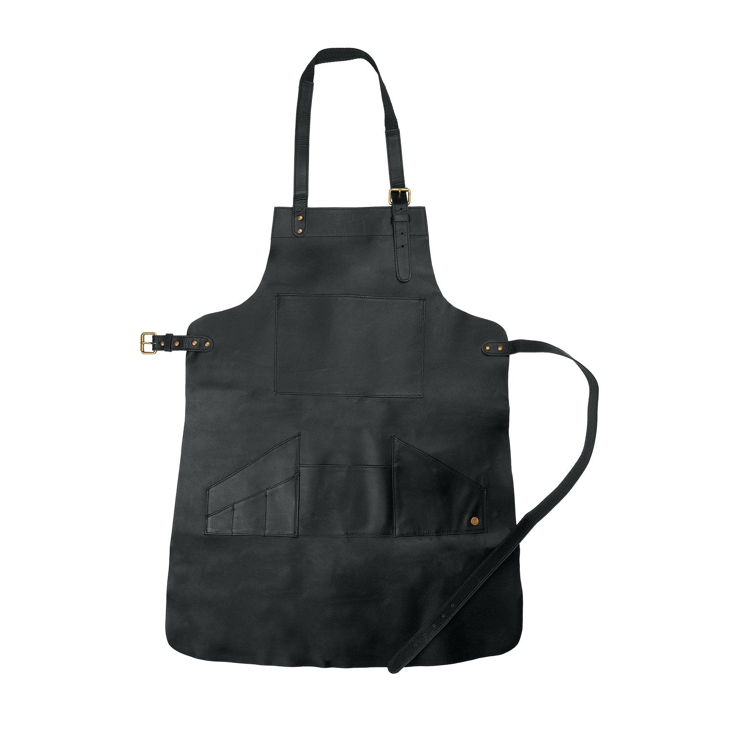 Distressed Multi-pocket Leather Apron | Black Full Grain Leather For Hobbyists Woodwork Blacksmith Bbq | Custom Initials Fathers Day Gift