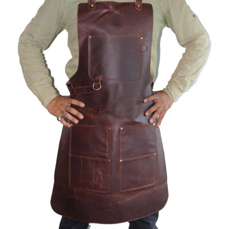 Cowhide Leather Apron, Adjustable Straps, Fire Prevention