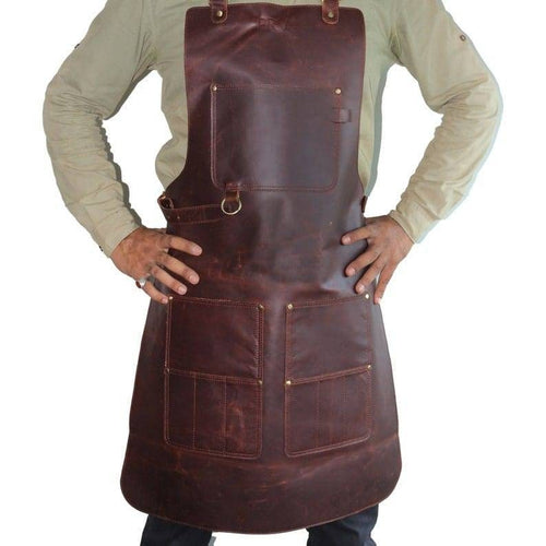 Cowhide Leather Apron, Adjustable Straps, Fire Prevention