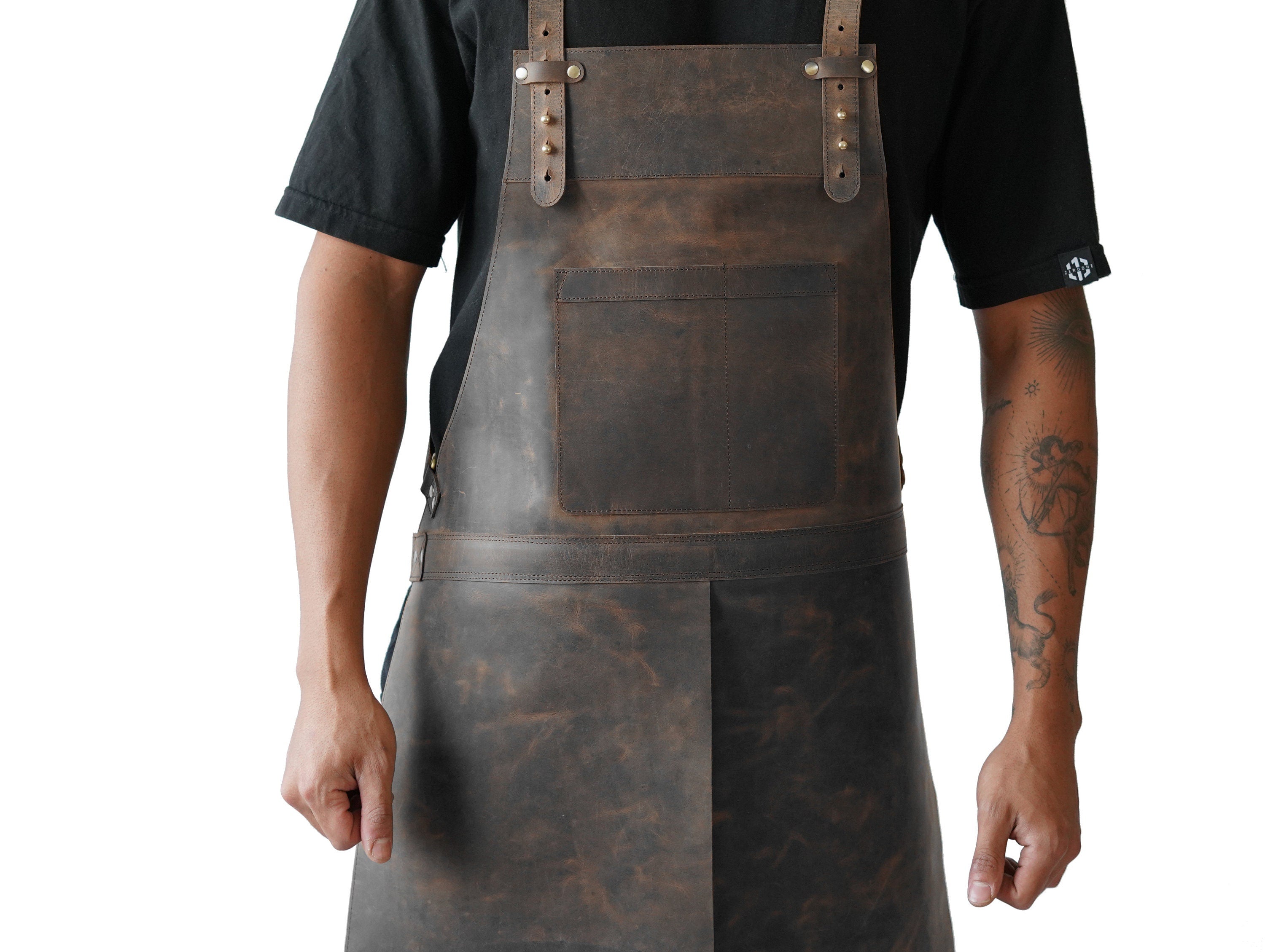 Leather Apron With Split Leg Design For Metalwork Carpentry And Workshop - Brown V6