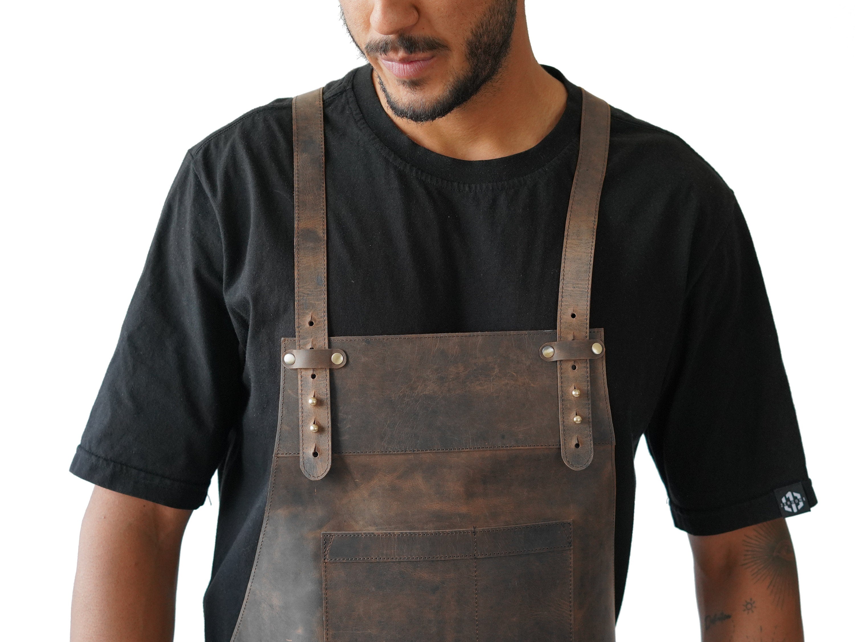 Leather Apron With Split Leg Design For Metalwork Carpentry And Workshop - Brown V6
