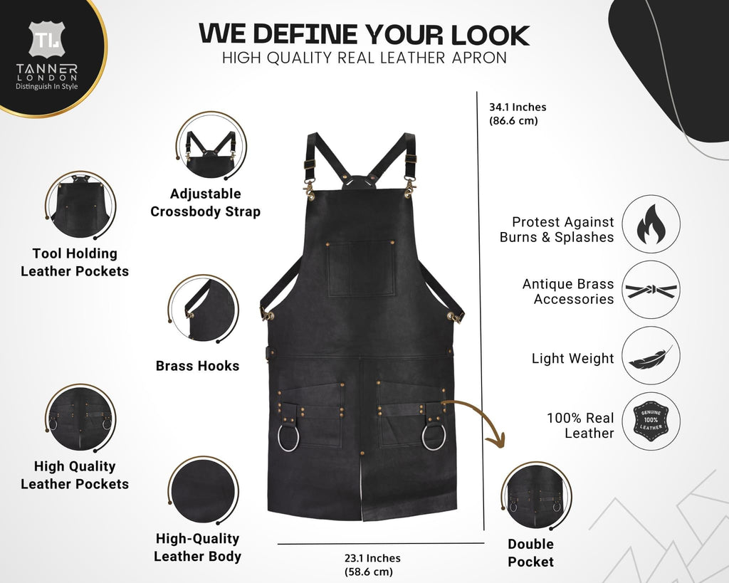 Full Grain Leather Apron: Split Leg, Pockets & Tool Holder