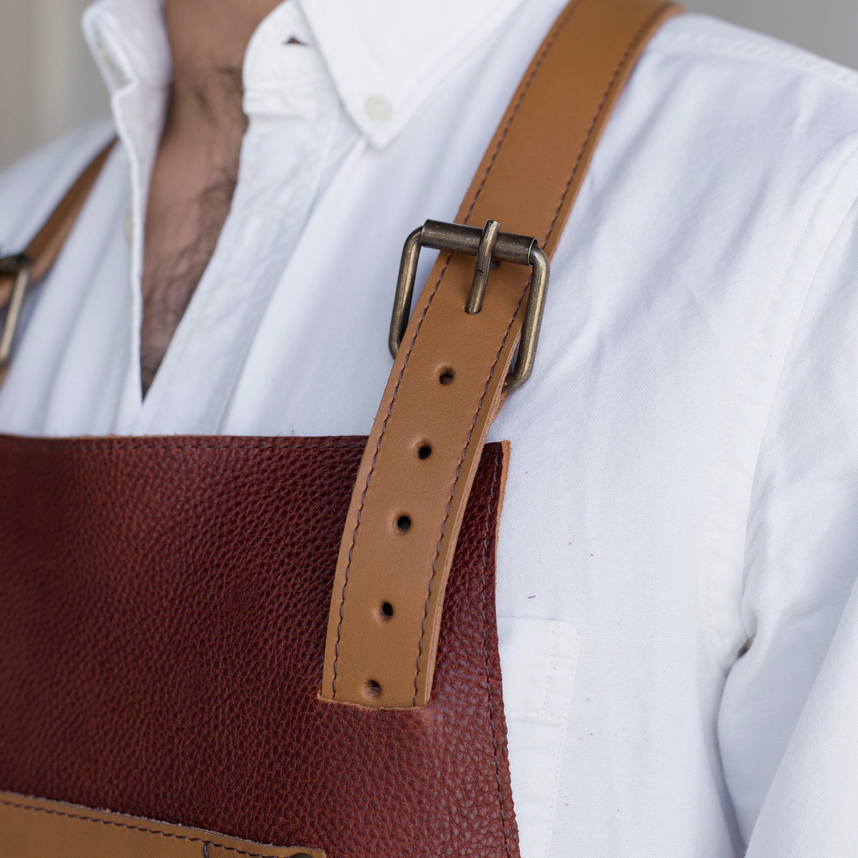 Oak & Elk Leather Apron: Bbq, Welding, Artist Apron With Beer Pocket