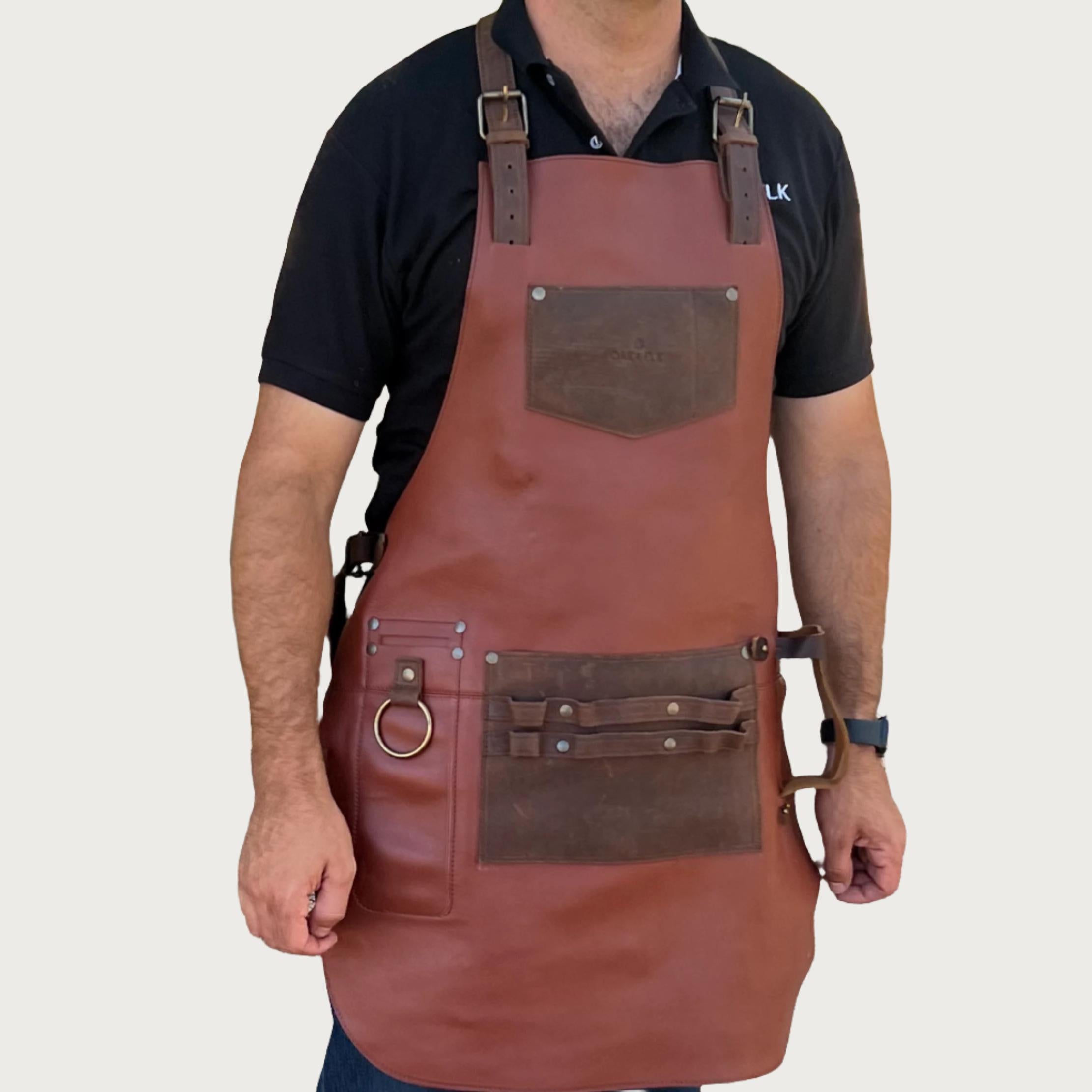 Oak & Elk Leather Apron: Bbq, Welding, Artist Apron With Beer Pocket