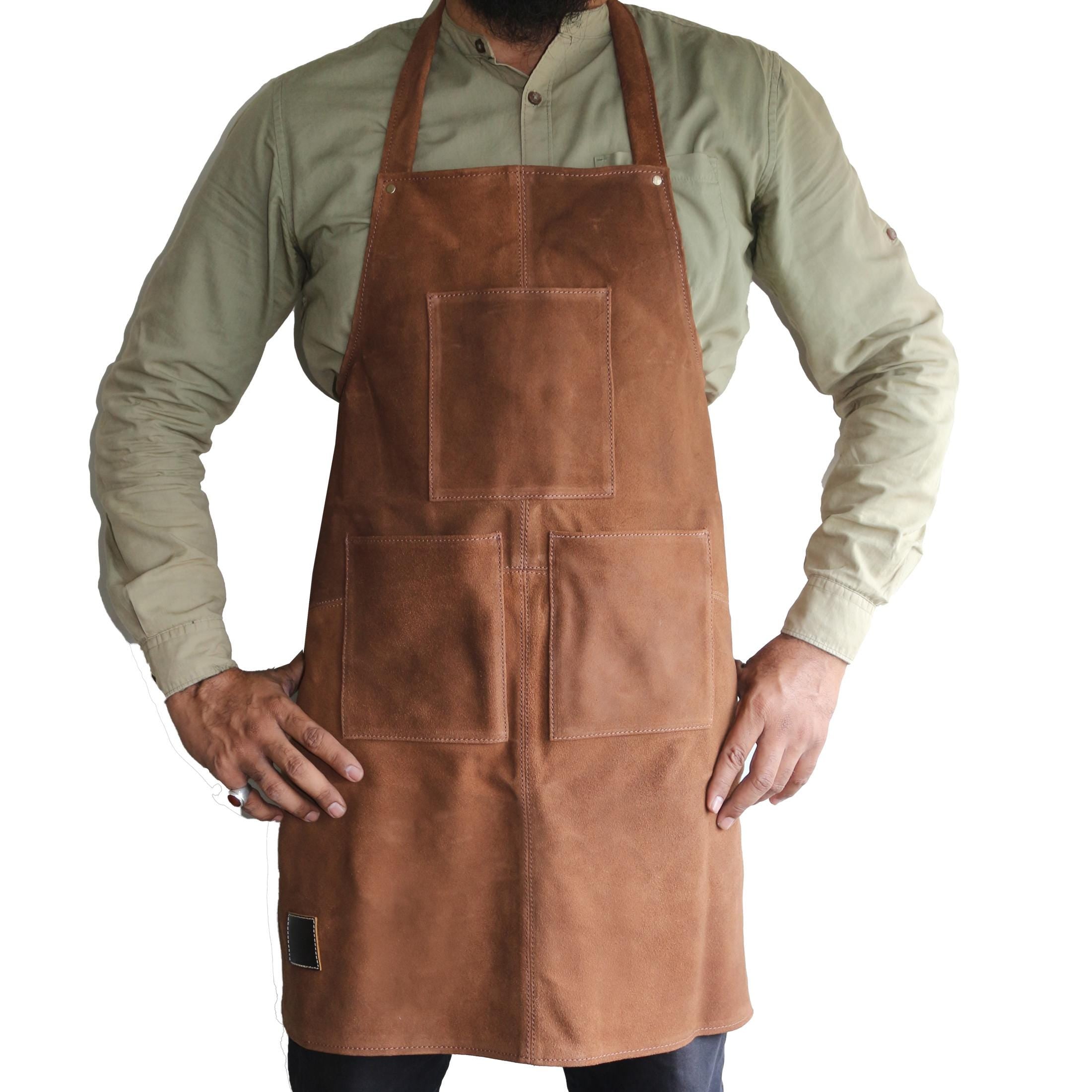 Cowhide Leather Apron, Adjustable Straps, Fire Prevention
