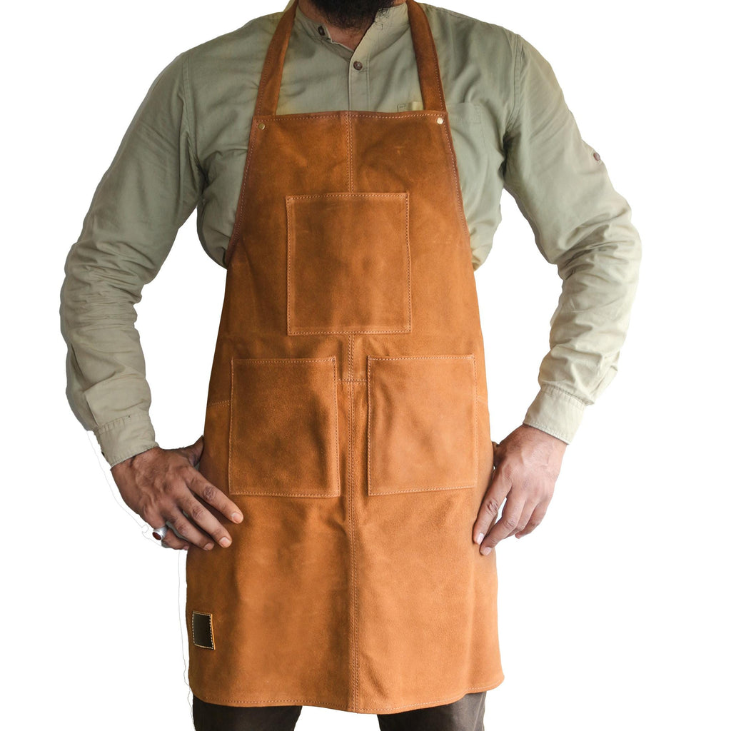 Cowhide Leather Apron, Adjustable Straps, Fire Prevention