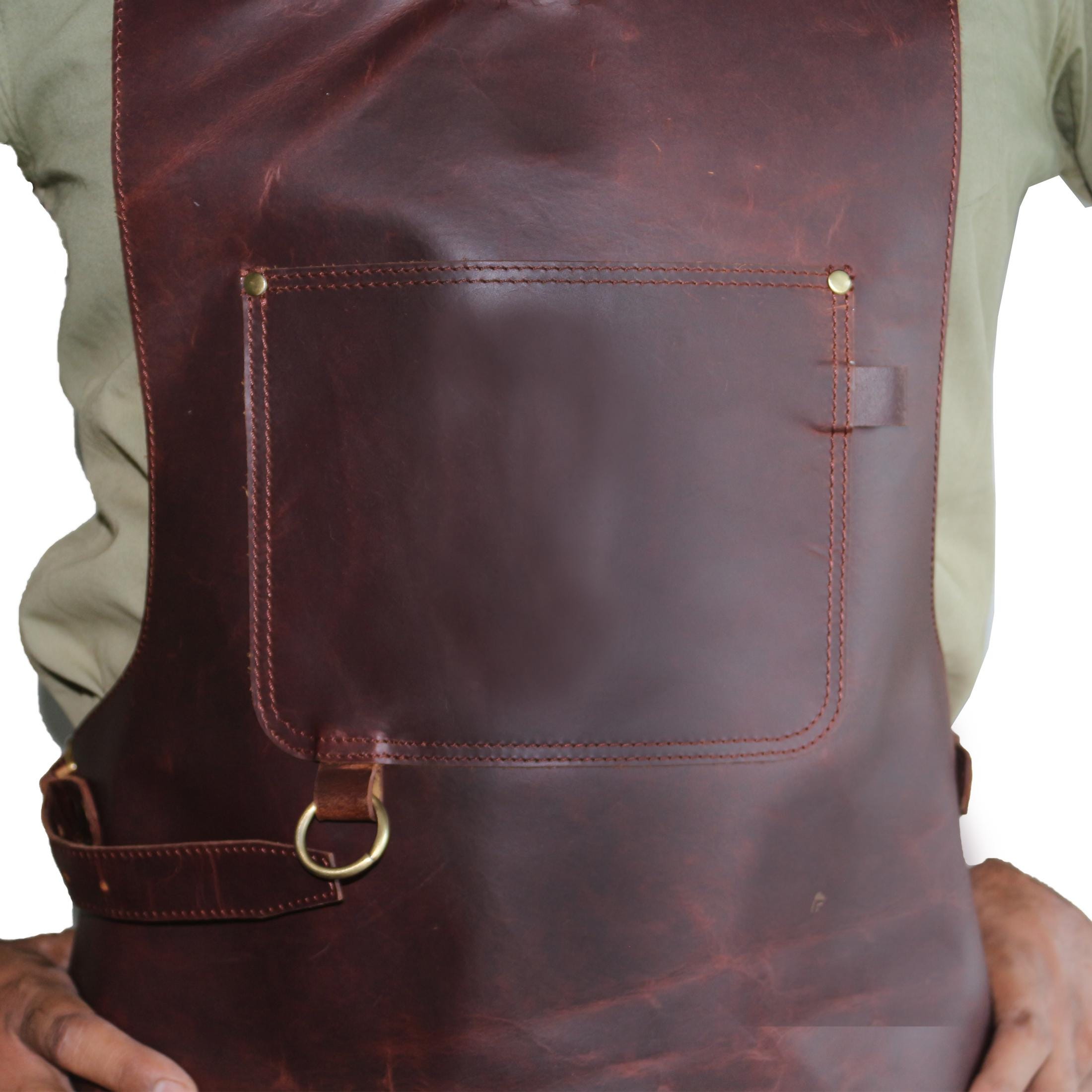 Cowhide Leather Apron, Adjustable Straps, Fire Prevention
