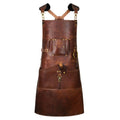 Handmade Full Grain Leather Work Apron – Brass Hardware, Multiple Pockets
