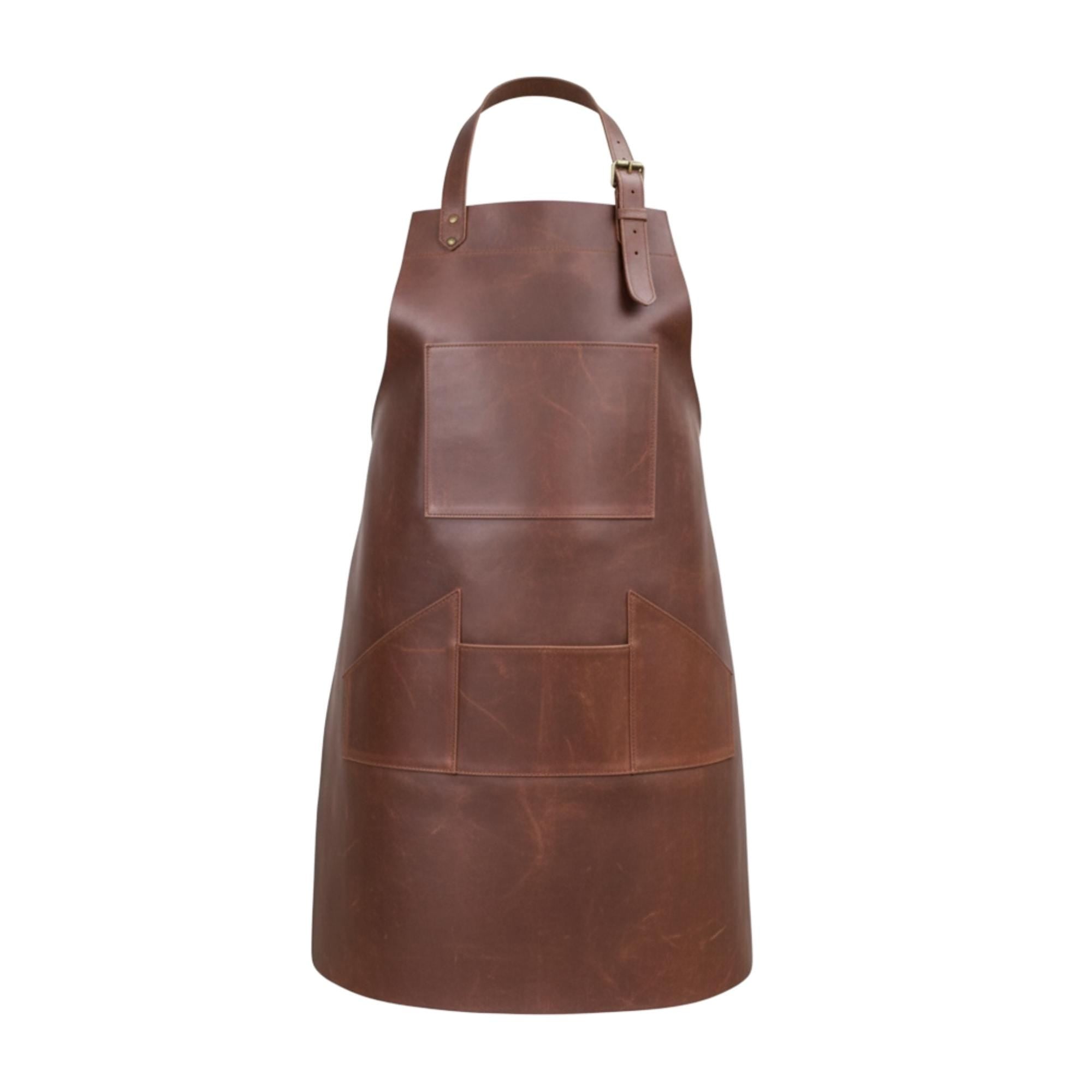 Handcrafted Brown Cowhide Leather Apron - Welding, Woodworking, Bbq, Barista, Chefs And Blacksmith With Pockets - Gift For Him/her