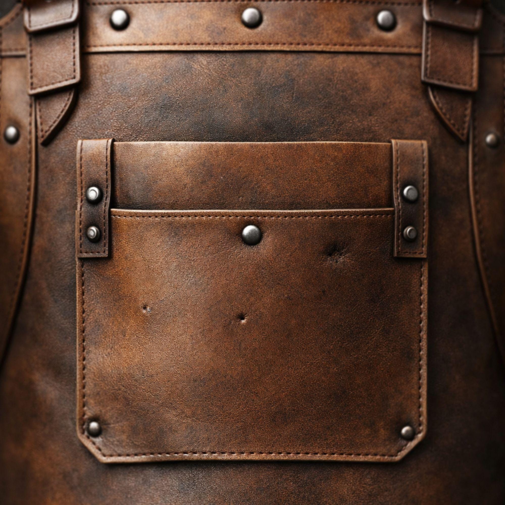 Handmade Brown Leather Apron, Distressed Working Bbq Chef, Barber Blacksmith Butcher Apron