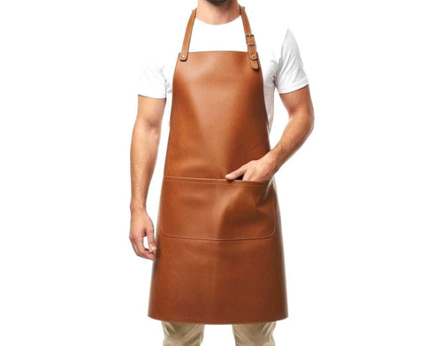 Cowhide Leather Bbq Apron – Handmade Grill Master Apron For Men & Women