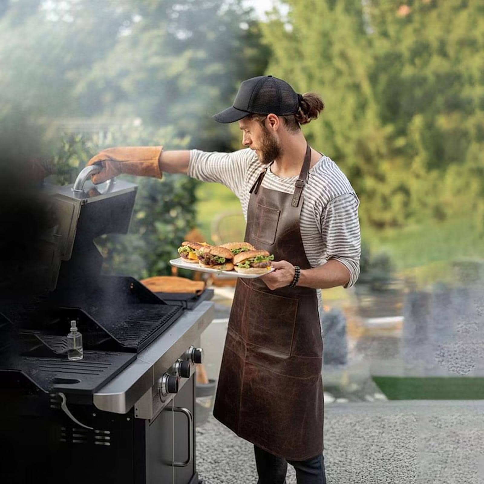 Personalized Buffalo Leather Apron, Custom Engraved Chef Grill Apron For Him