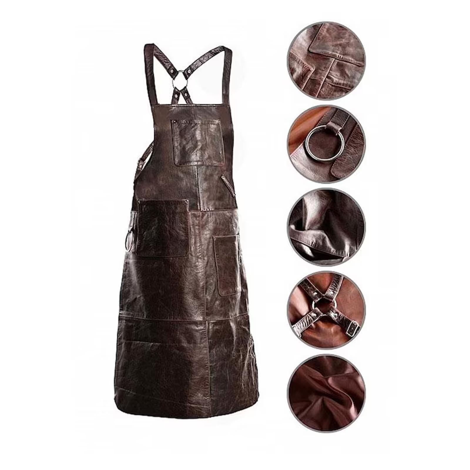 Personalized Buffalo Leather Apron, Custom Engraved Chef Grill Apron For Him